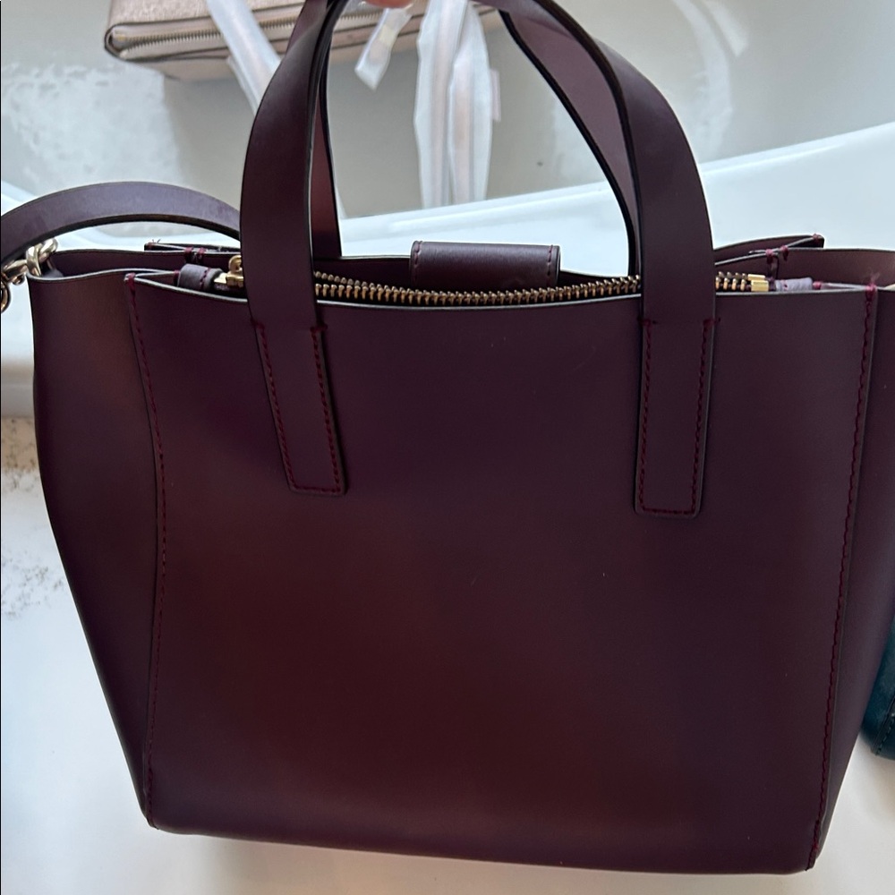 kate spade plum leather satchel with gold hardware - Picture 4 of 4
